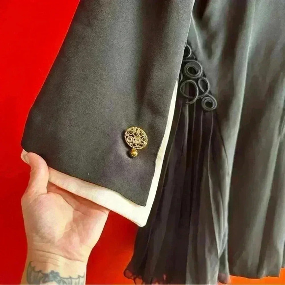 Vintage Jacques Fath Paris Neiman Marcus back and white silk dress size 12 - Picture 5 of 11